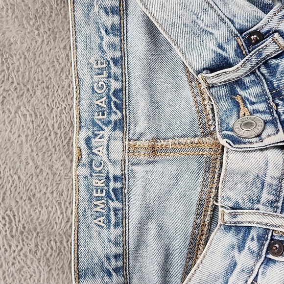 American Eagle Jeans Womens Size 0 Washed Blue Denim Distressed 5 Pocket - Picture 14 of 16